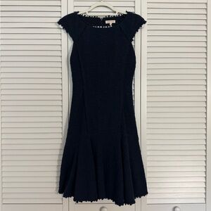 Rebecca Taylor Navy Blue Cap Sleeve Dress Drop Waist Classic Classy Sz 2